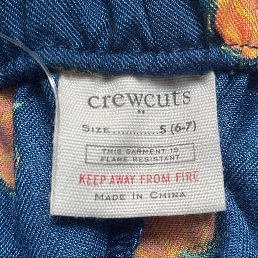 NWT Crewcuts Girls Blue Pumpkin Pants Size S 6-7 Elastic Waist Long Hall…